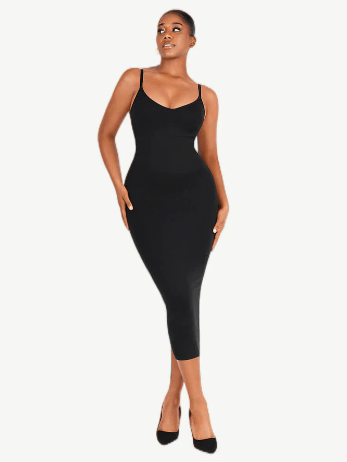 Seamless; Long Cami Dress w/ Built in Faja like compression For Tummy and Booty Support