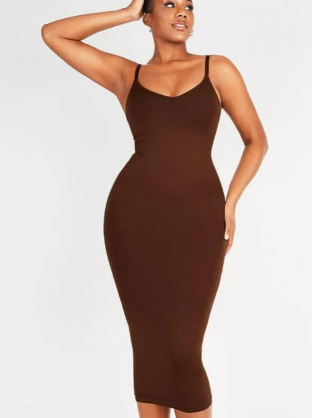 Seamless; Long Cami Dress w/ Built in Faja like compression For Tummy and Booty Support