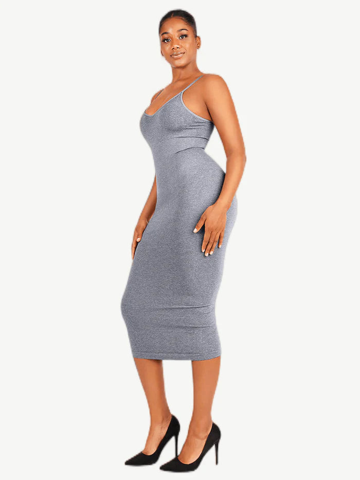 Seamless; Long Cami Dress w/ Built in Faja like compression For Tummy and Booty Support