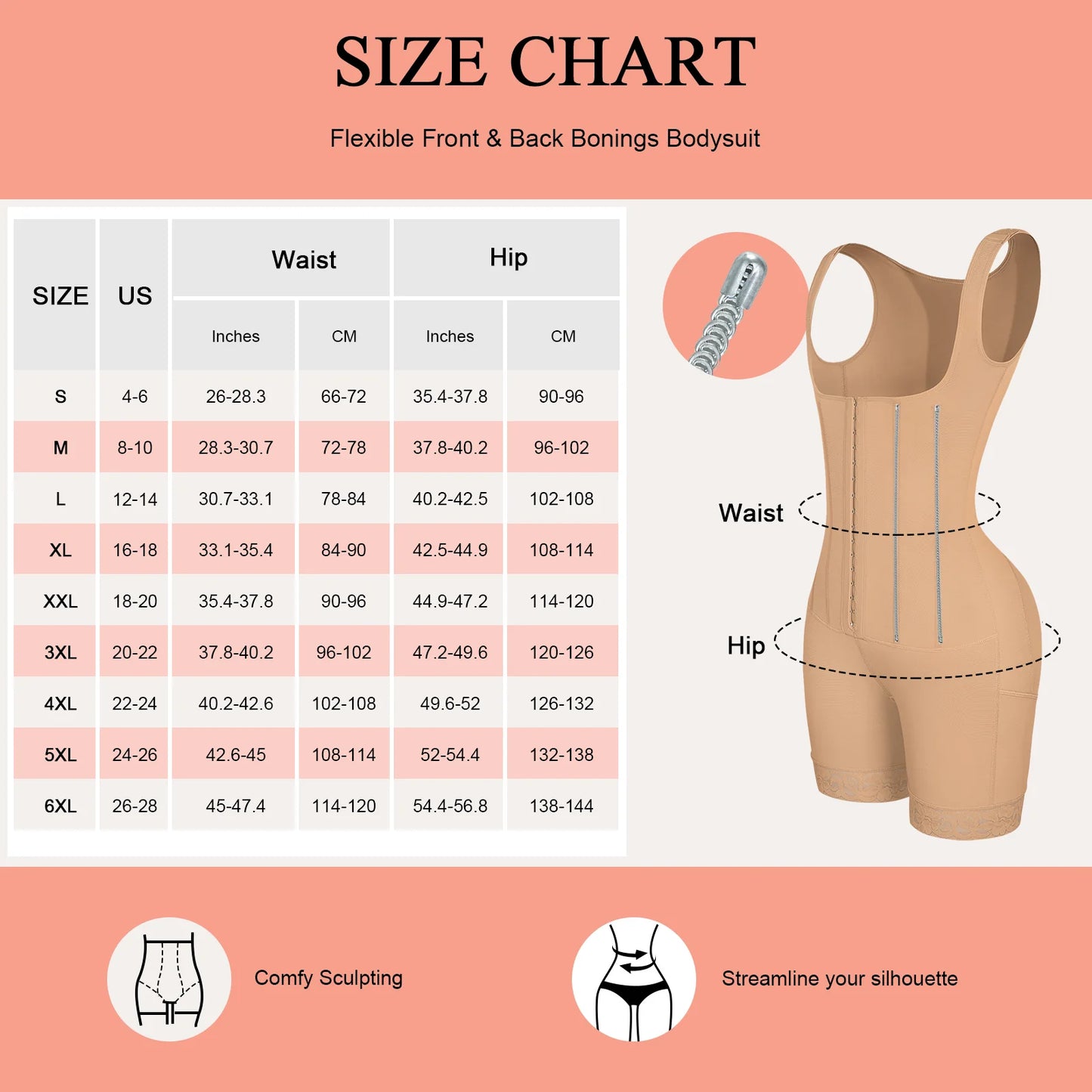 Steel Bone Bodysuit with Tummy Control and Butt Lifting Technology