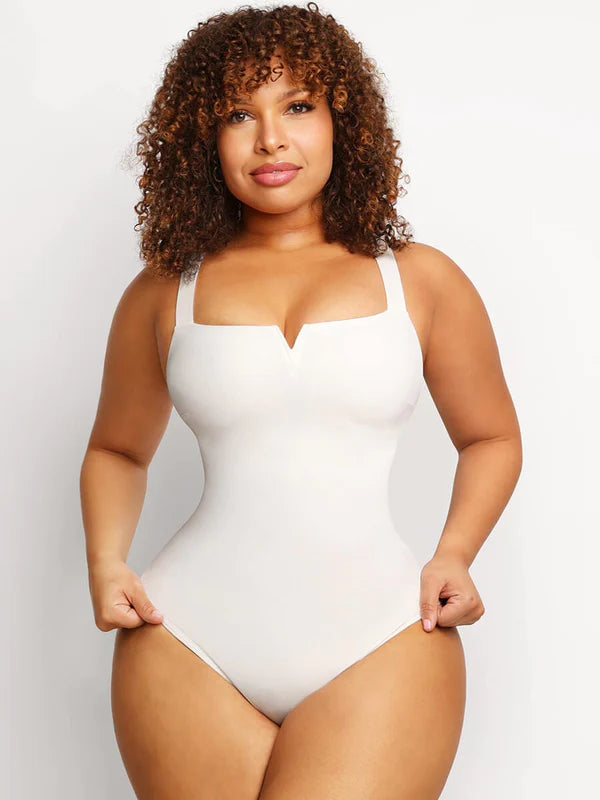 Square Collar Bodysuit Shaper with Tummy Support