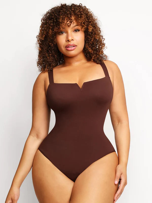 Square Collar Bodysuit Shaper with Tummy Support