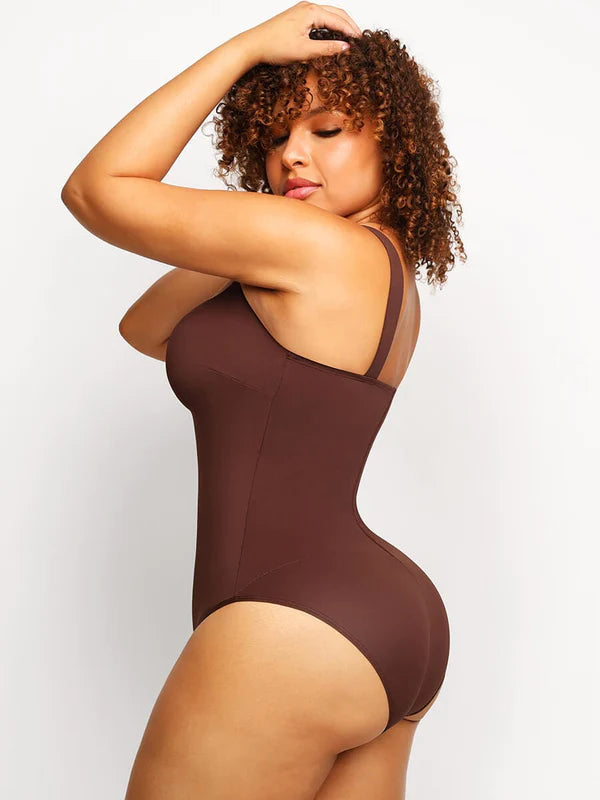 Square Collar Bodysuit Shaper with Tummy Support
