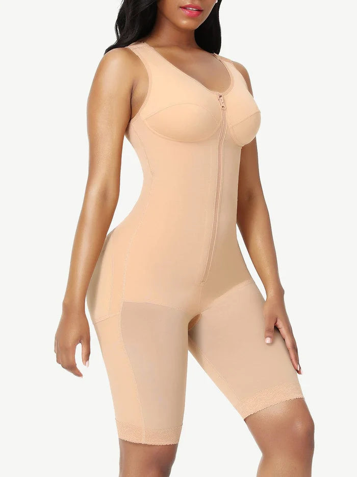 Triple Layer Reinforced Body Shaper; Mid Thigh; Zipper and Hook and Eye