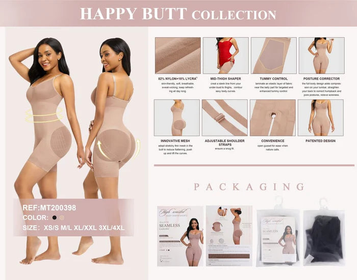 Seamless Breathable Body Shaper with Mesh Booty and Tummy Control Technology