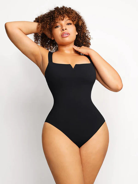 Square Collar Bodysuit Shaper with Tummy Support