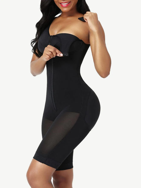 Triple Layer Reinforced Body Shaper; Mid Thigh; Zipper and Hook and Eye