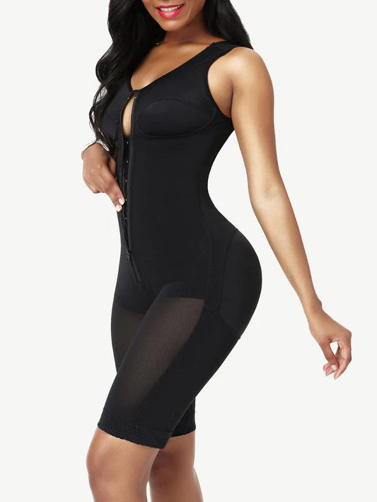 Triple Layer Reinforced Body Shaper; Mid Thigh; Zipper and Hook and Eye