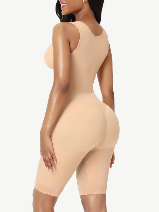 Triple Layer Reinforced Body Shaper; Mid Thigh; Zipper and Hook and Eye