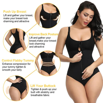 (Stage 3) Post Surgical Brief Panty Bodysuit with Front Zipper