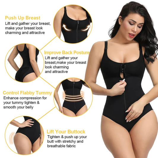 (Stage 3) Post Surgical Brief Panty Bodysuit with Front Zipper