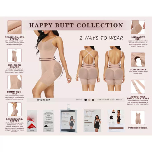 Seamless Low Back Body Shaper with Tummy Control Technology